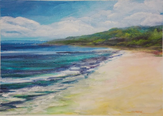NOAPS Hahnemuhl 7. Beach, acrylic on paper by Annie Strack