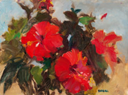 NOAPS red hibiscus 9x12farrell-red-flowers-cc-canv