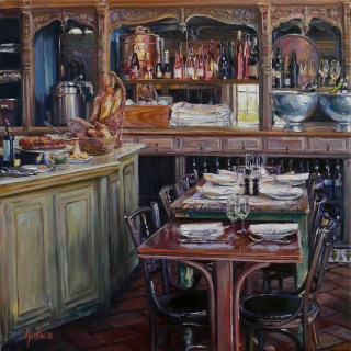 NOAPS Lindsay Goodiwn - Baguettes and Rosé at La Bicyclette, Carmel 12x12 $3000