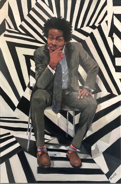 NOAPS Dunbarr Ricco of Black Wall Street 36x24 Oil RS Hanna